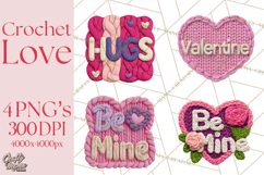 Yarn Valentine Clipart for Crafts, Crochet Hearts Clip Art Product Image 1