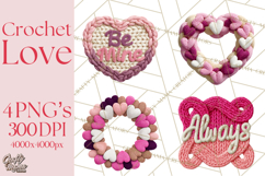 Yarn Valentine Clipart for Crafts, Crochet Hearts Clip Art Product Image 1