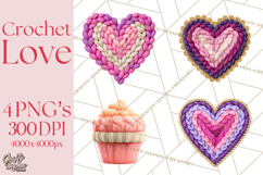 Yarn Valentine Clipart for Crafts, Crochet Hearts Clip Art Product Image 1