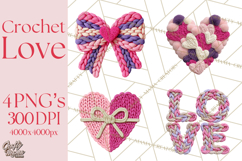 Yarn Valentine Clipart for Crafts, Crochet Hearts Clip Art Product Image 1