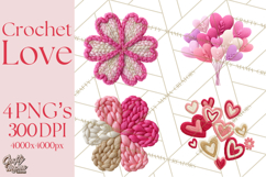 Yarn Valentine Clipart for Crafts, Crochet Hearts Clip Art Product Image 1