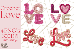 Yarn Valentine Clipart for Crafts, Crochet Hearts Clip Art Product Image 1