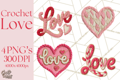 Yarn Valentine Clipart for Crafts, Crochet Hearts Clip Art Product Image 1