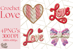 Yarn Valentine Clipart for Crafts, Crochet Hearts Clip Art Product Image 1