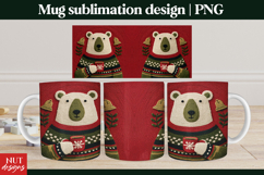 Cute Christmas Mug Cozy Christmas Crochet bear mug wrap Product Image 1