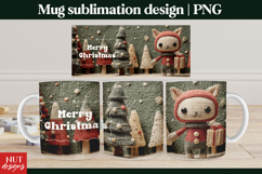 Cute Christmas Mug Crochet Woodland Mug 15oz mug wrap Product Image 1