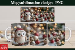 Cute Christmas Mug Christmas Owl Mug Sublimation PNG Product Image 1