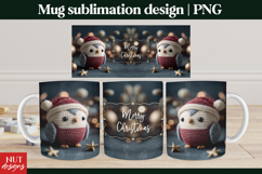 Cute Christmas Mug Christmas Owl Mug Sublimation PNG Product Image 1