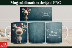 Christmas Mug Knitted Christmas Reindeer 15oz Mug PNG Product Image 1