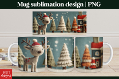 Cozy winter Mug wrap Knitted Reindeer 15oz Mug Christmas Product Image 1