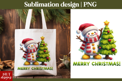 Crochet Christmas tshirt Knitted Snowman Merry Christmas PNG Product Image 1