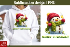 Crochet Christmas tshirt Knitted Snowman Merry Christmas PNG Product Image 1