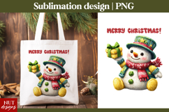 Crochet Christmas tshirt Knitted Snowman Merry Christmas PNG Product Image 1