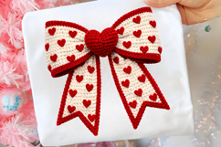Crochet Valentine Heart Bow PNG Product Image 1