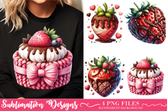 Crochet Valentine Strawberry Bow PNG Product Image 1