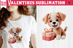 Crochet Valentines Day sublimation | Knitted love puppy Product Image 1