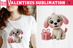 Crochet Valentines Day sublimation | Knitted love puppy Product Image 1