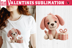 Crochet Valentines Day sublimation | Knitted love puppy Product Image 1