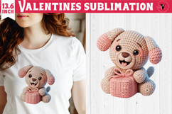 Crochet Valentines Day sublimation | Knitted love puppy Product Image 1