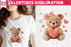 Crochet Valentines Day sublimation | Knitted love bear Product Image 1