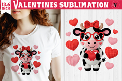 Crochet Valentines Day sublimation | Knitted love cow Product Image 1