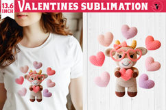 Crochet Valentines Day sublimation | Knitted love cow Product Image 1