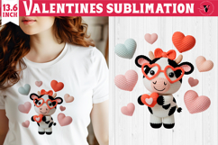 Crochet Valentines Day sublimation | Knitted love cow Product Image 1