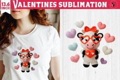 Crochet Valentines Day sublimation | Knitted love cow Product Image 1