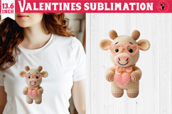 Crochet Valentines Day sublimation | Knitted love cow Product Image 1