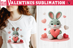 Crochet Valentines Day sublimation | Knitted love bunny Product Image 1