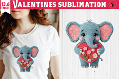 Crochet Valentines Day sublimation | Knitted Elephant Product Image 1