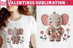 Crochet Valentines Day sublimation | Knitted Elephant Product Image 1