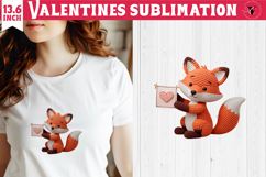 Crochet Valentines Day sublimation | Knitted Fox Product Image 1