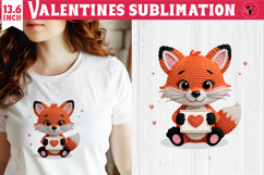 Crochet Valentines Day sublimation | Knitted Fox Product Image 1