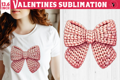 Crochet Valentines Day sublimation | Knitted Bow Product Image 1
