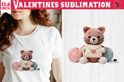 Crochet Valentines Day sublimation | Knitted Kitty Product Image 1