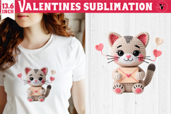 Crochet Valentines Day sublimation | Knitted Kitty Product Image 1