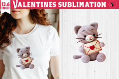 Crochet Valentines Day sublimation | Knitted Kitty Product Image 1