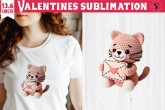 Crochet Valentines Day sublimation | Knitted Kitty Product Image 1