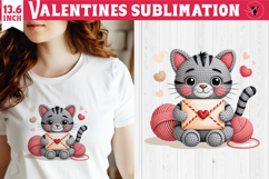 Crochet Valentines Day sublimation | Knitted Kitty Product Image 1