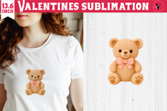 Crochet Valentines Day sublimation | Knitted Bear Product Image 1