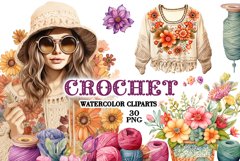 Crochet watercolor clipart Product Image 2