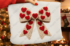 Crochet Yarn Christmas Bow PNG Product Image 1