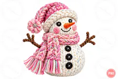 Crochet Yarn Snowman PNG, Glitter Christmas Sublimation Desi Product Image 1
