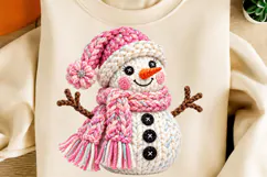 Crochet Yarn Snowman PNG, Glitter Christmas Sublimation Desi Product Image 2