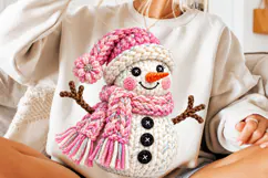 Crochet Yarn Snowman PNG, Glitter Christmas Sublimation Desi Product Image 3