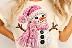 Crochet Yarn Snowman PNG, Glitter Christmas Sublimation Desi Product Image 4