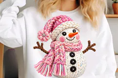 Crochet Yarn Snowman PNG, Glitter Christmas Sublimation Desi Product Image 5