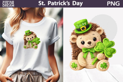 St. Patrick's Day Animal Clipart | Crochet Hedgehog Clover Product Image 1