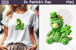 St. Patrick's Day Animal Clipart | Crochet Dinosaur Clover Product Image 1